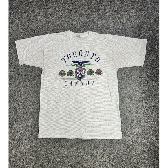 Vintage Toronto Canada Gray Striped Single Stitch Graphic T-Shirt Size XL - Picture 1 of 9